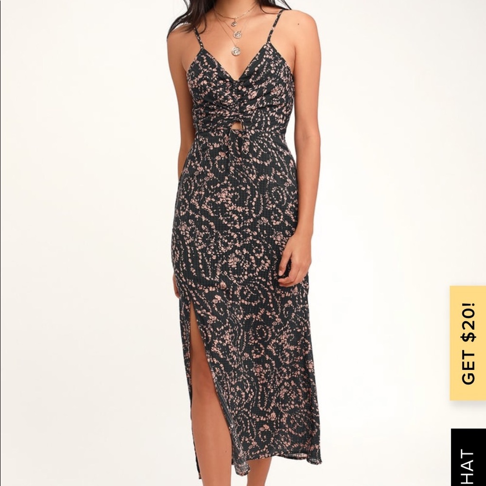 C-M30 black floral midi dress small